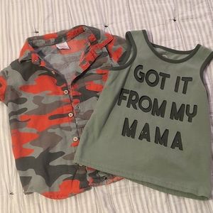 💛3/$20 Boys 4T Camo button-up shirt and Tank